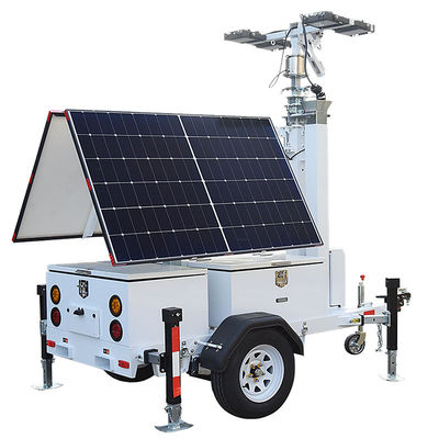 comprare Torre di illuminazione solare mobile Torre di illuminazione industriale di sorveglianza Altezza 7 metri Torri di illuminazione montate su rimorchio online manufacture