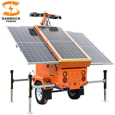 Torri di luce portatili a LED 60A MPPT Solar Mobile Tower Light Trailer montato