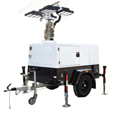 Generatore di torri luminose mobili Lampada di torre luminosa diesel 4×500W LED Torre luminosa industriale