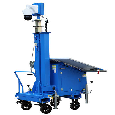 Mobile Surveillance Tower CCTV Parking Lots Security Telescopic Light Tower 7mast Lifting Solar Light Tower